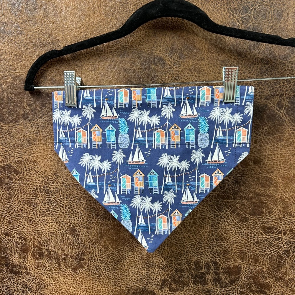Hawaiian Tropical Nautical Boat Palm Tree Summer‎ Blue Dog Pet